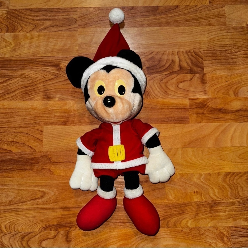 Mickey Mouse Christmas Santa Vintage 1988 Stuffed Plush Toy 15” RARE!